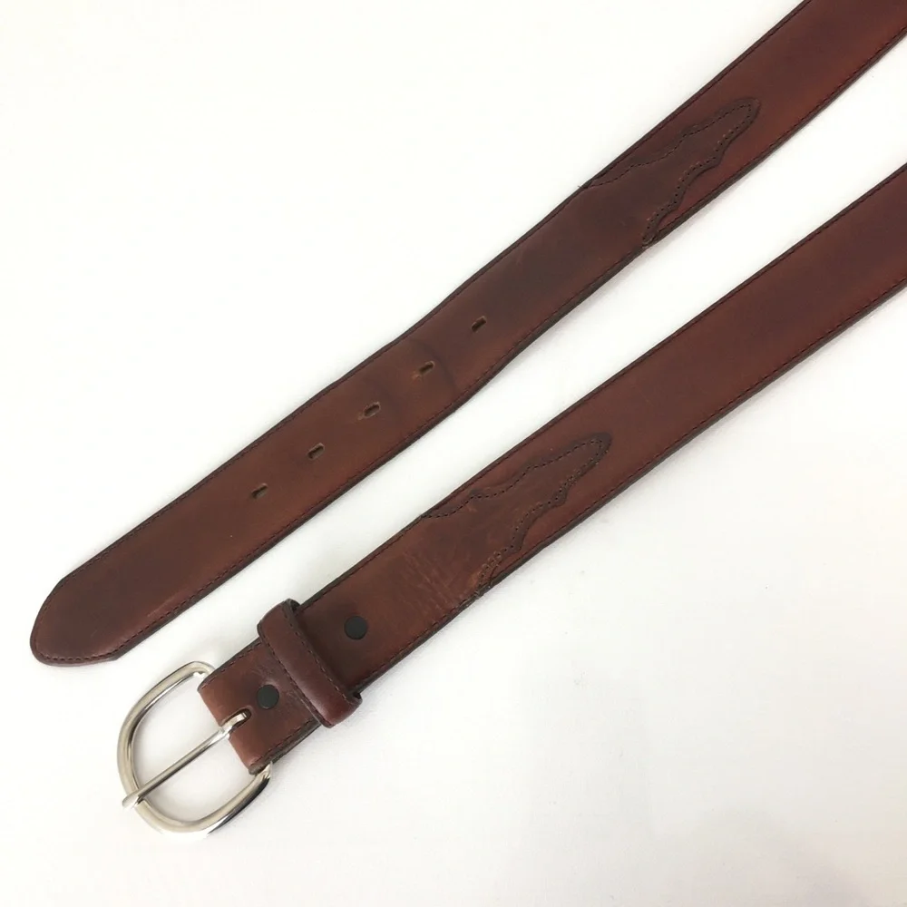 Silver Creek Classics Brown Leather Western Cowboy Belt Size 44 Made In The USA
